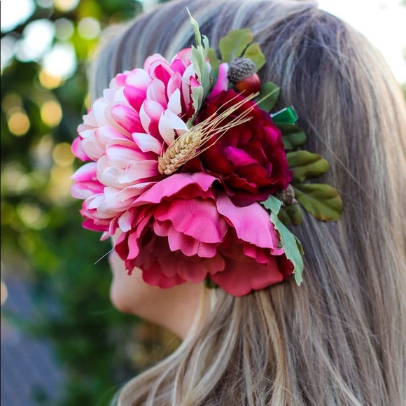 Pinup Hair Clip Fall Wedding Bridal Accessory Blush Autumn Bridesaid - Picture 2 of 5